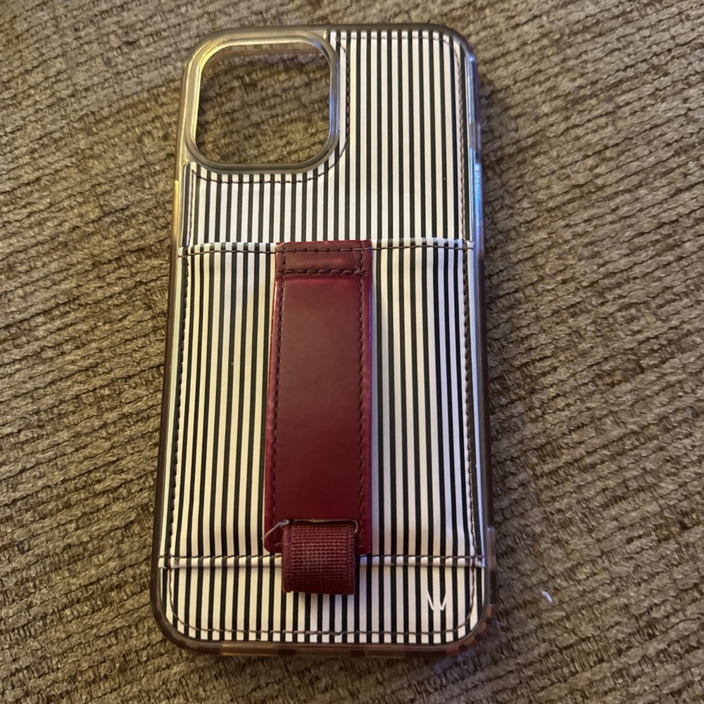COPY - Black and White Striped iPhone 13 Pro Max Case with Red Accent and card …